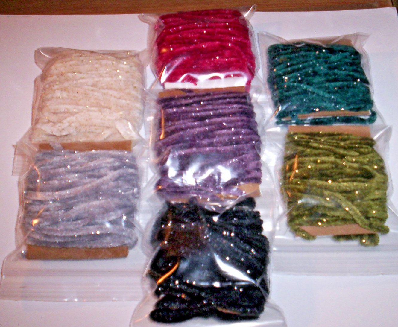 Fly Tie Fishing Crappie Jig Head Sparkle Chenille Materials. Get All 7 Colors !
