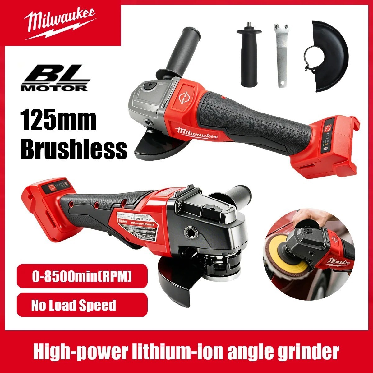 Milwaukee 125mm Brushless Cordless Angle Grinder Cutting Polishing Tool