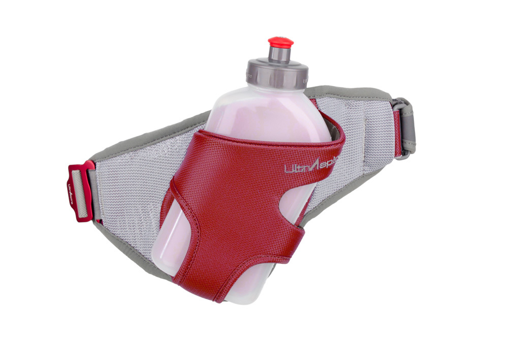 UltrAspire Twitch Hydration Belt & 16 oz. Water Bottle Red/Gray Running/Hiking