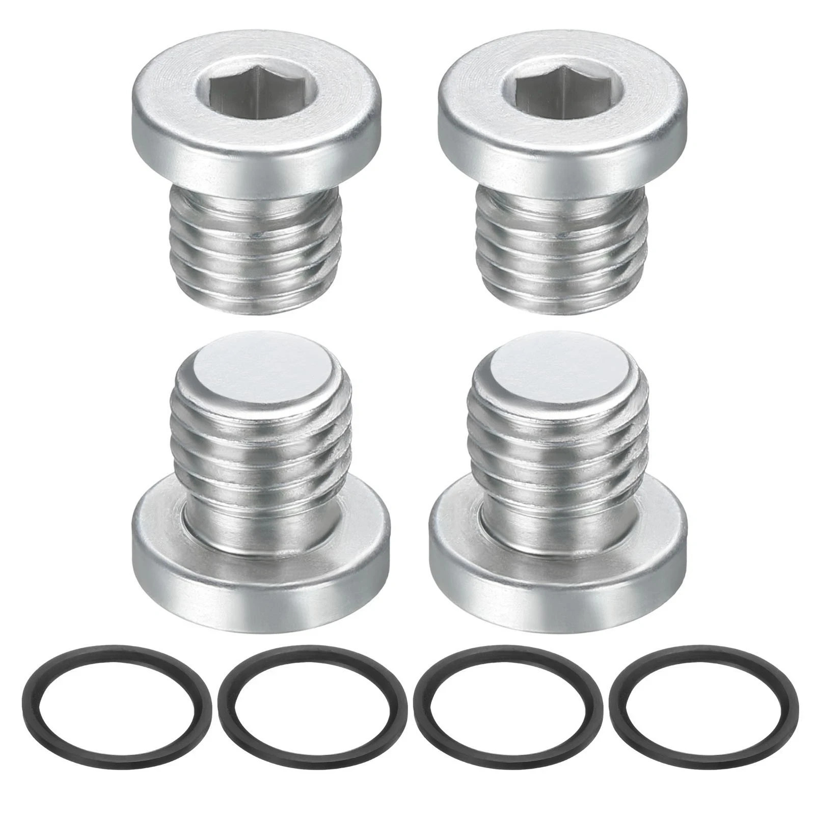 4pcs, SAE 5/16-24 UNF Carbon Steel Inner Hex Head Pipe Fitting Plug with O-Ring