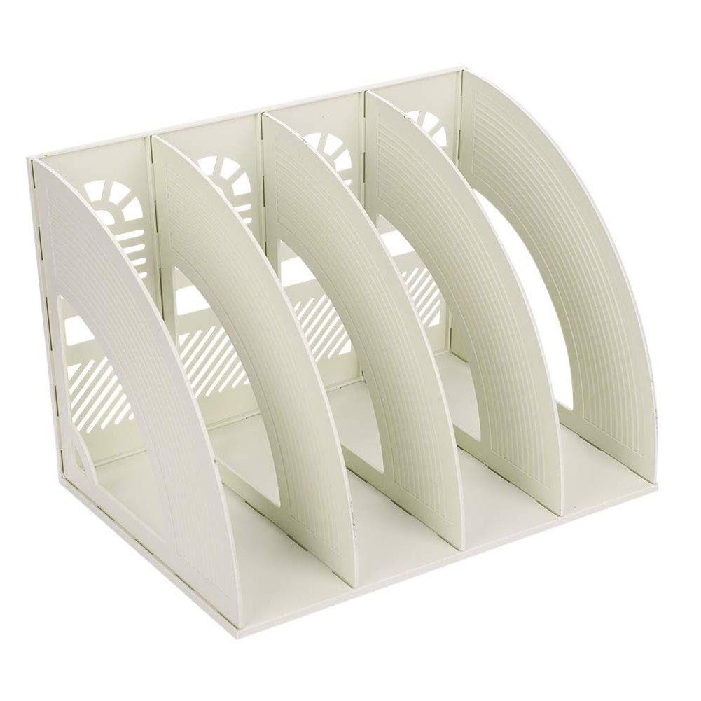 Plastic Arch File Organizer for A4 Documents, Office Desktop Storage, 4 Compa...