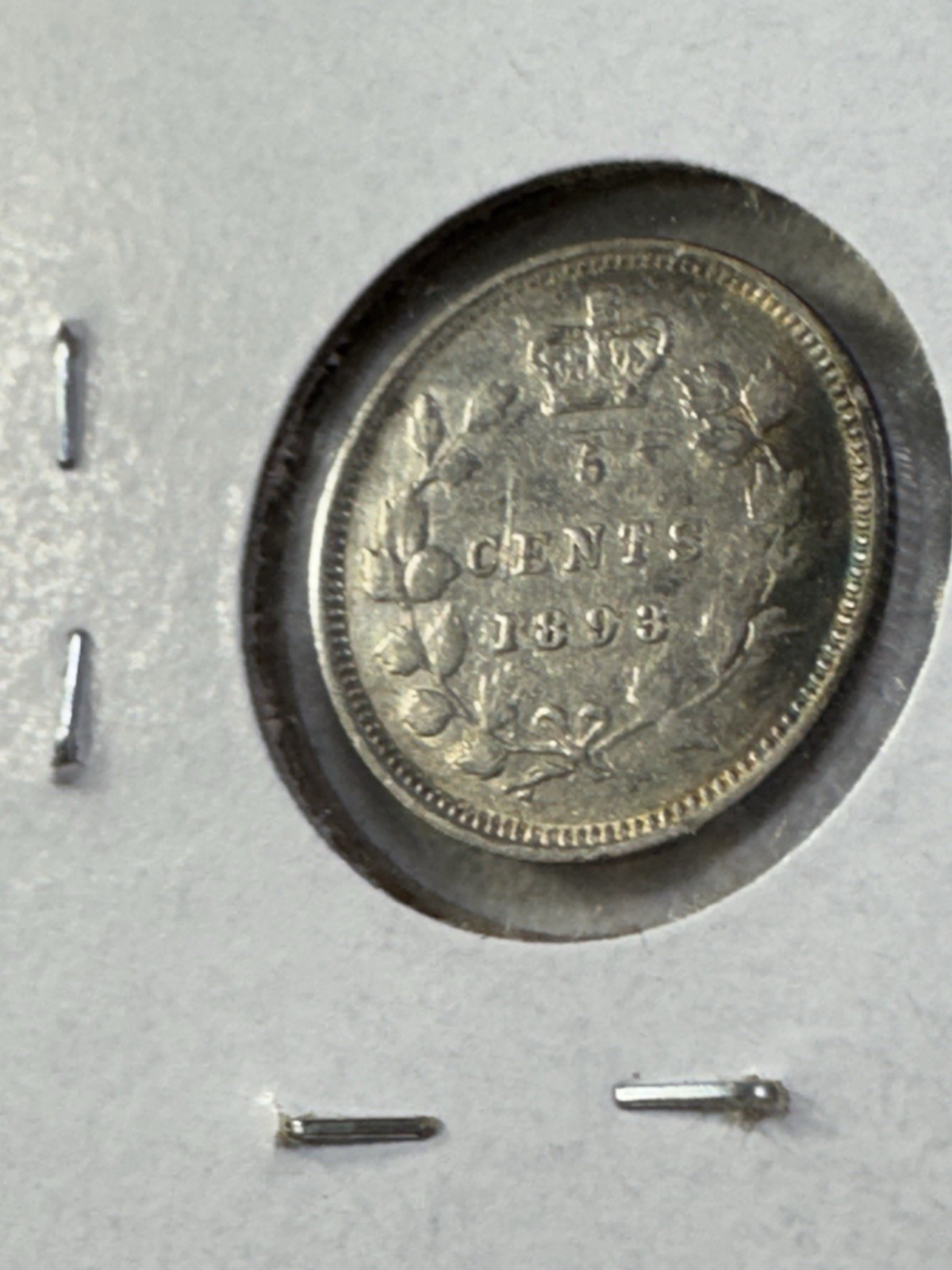 1893 Canada 5 Cents Small Silver Coin Cleaned