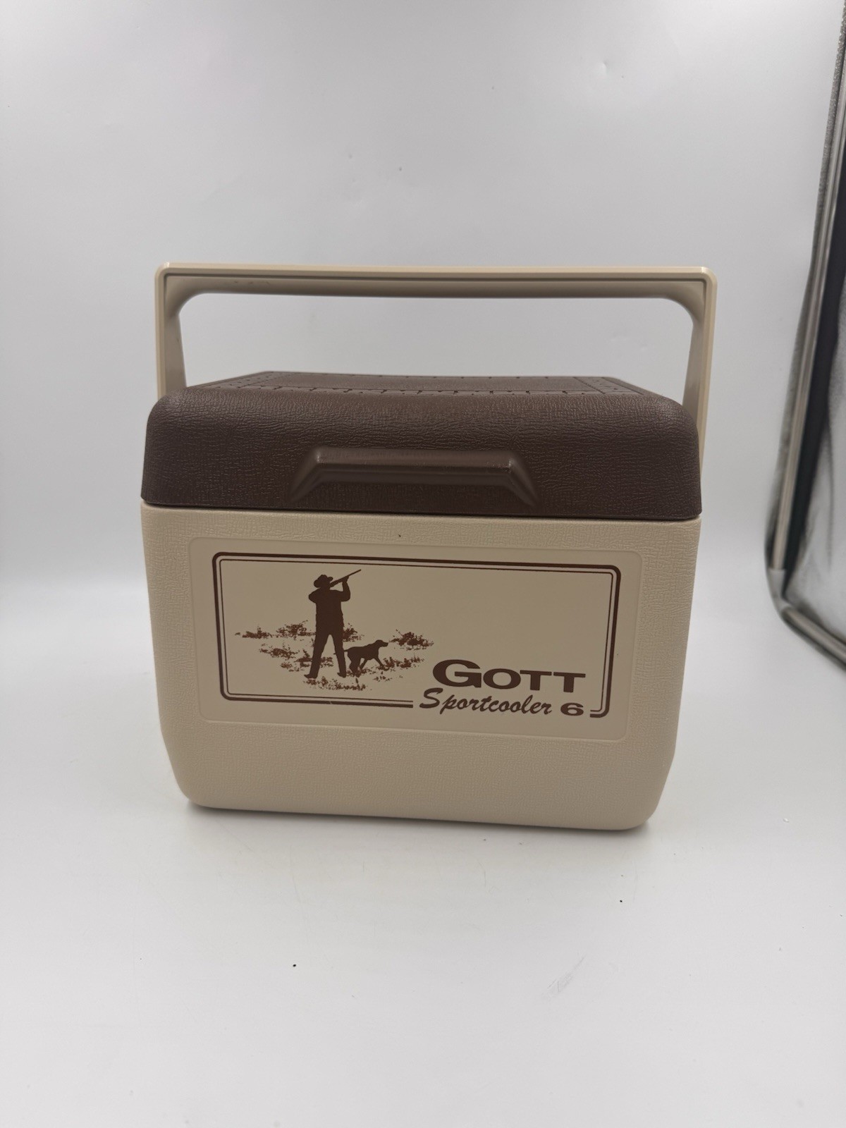 Vintage GOTT Sportcooler Model 1806 Hunting Dog and Fishing Brown Beige