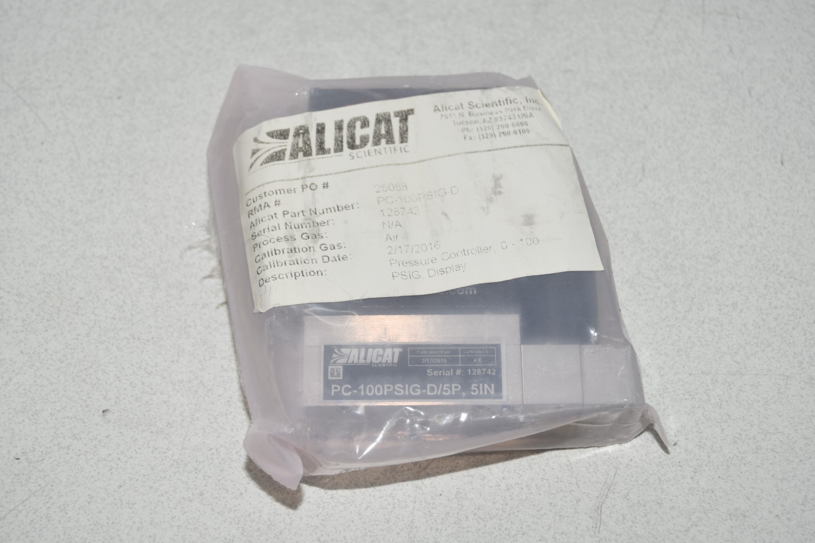 ^ Alicat PC-100PSIG-D/5P 5IN Gas: Air Flow Controller #X8369