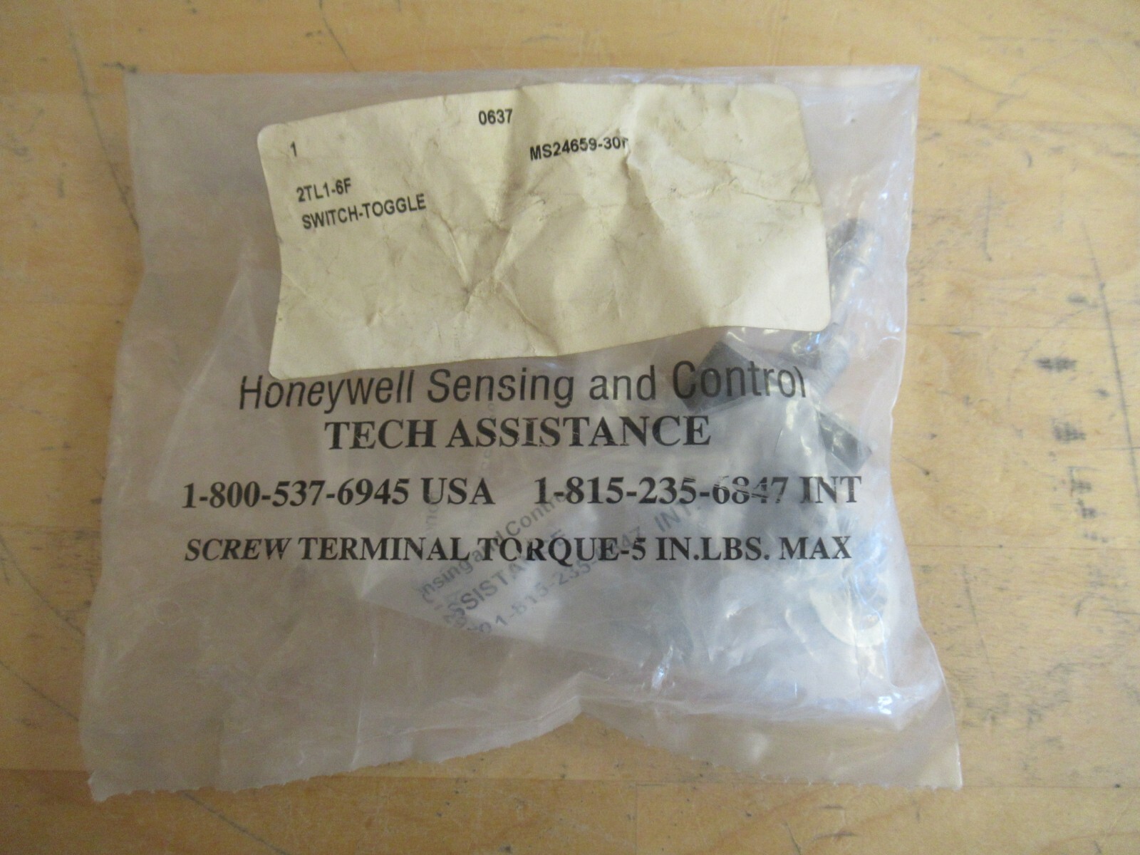Honeywell 2TL1-6F Toggle Switch, 2 Pole, 2 Position, Screw Terminals