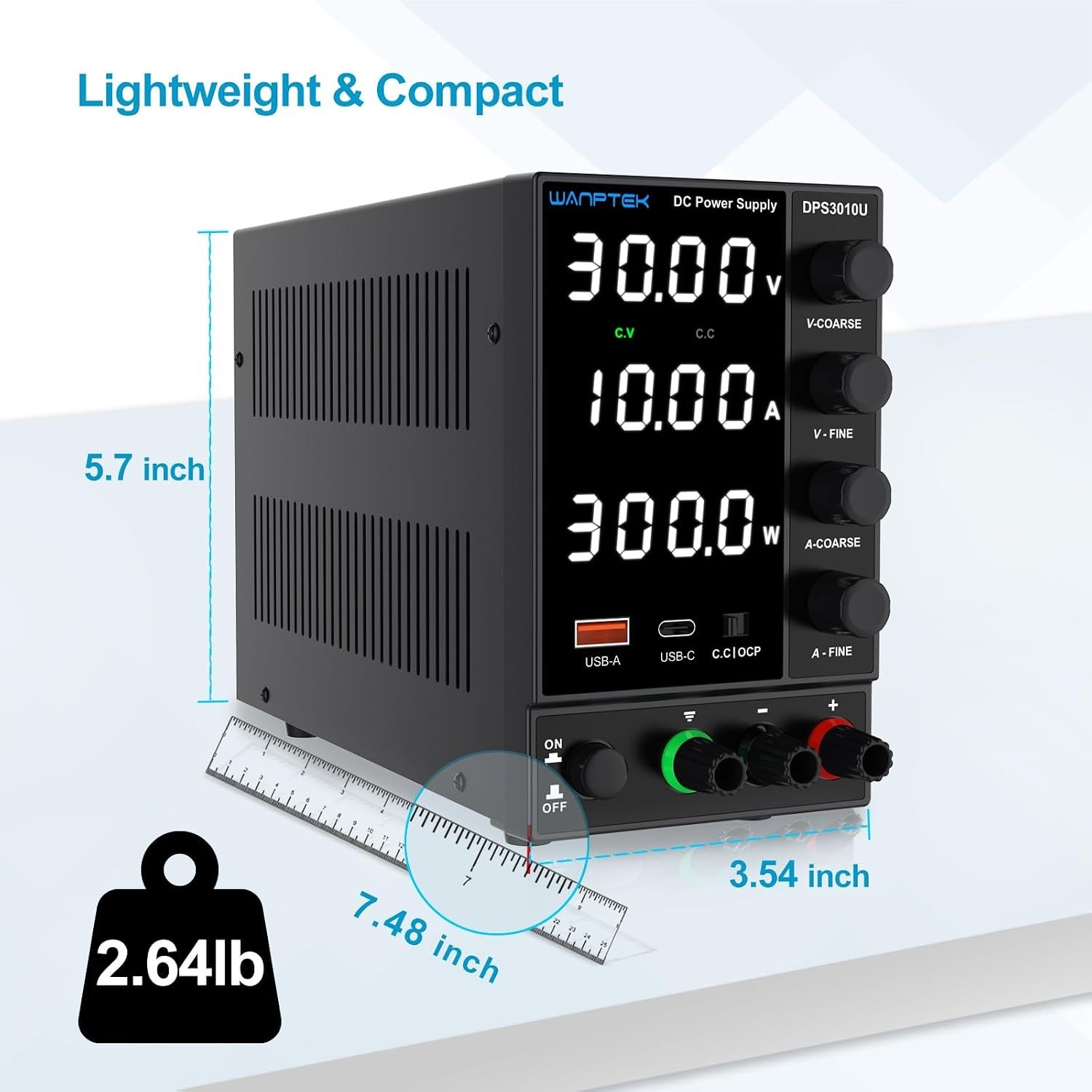 Versatile Variable DC Power Supply with USB & Type-C for Electronics Projects