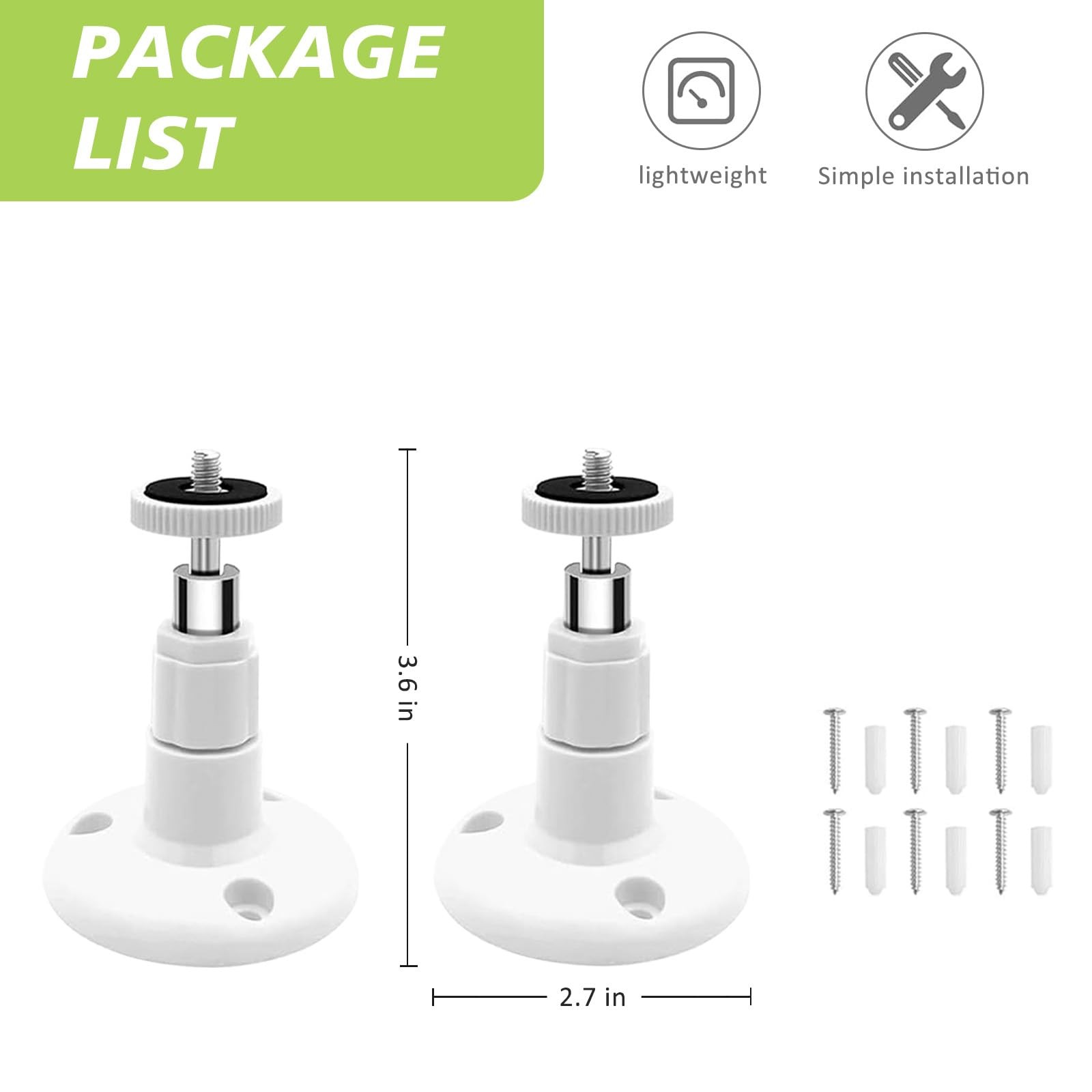 Highmoutain 2 Pack Wall Mount Compatible with Wyze Cam Pan V3, 2PCS, white