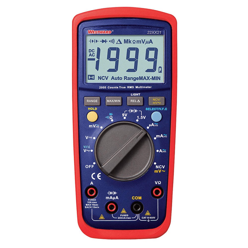 WESTWARD 22XX21 Digital Multimeters,20 Ohms,2000 Counts 22XX21