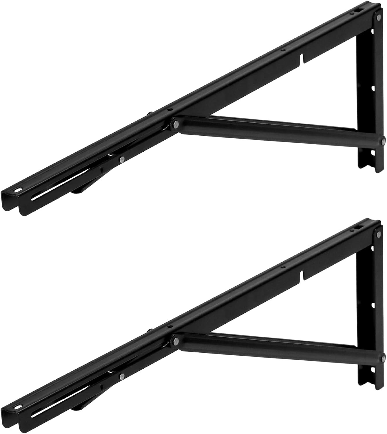 24” Folding Shelf Brackets Heavy Duty Wall Table Bench Support 330lbs 2Pk Black.