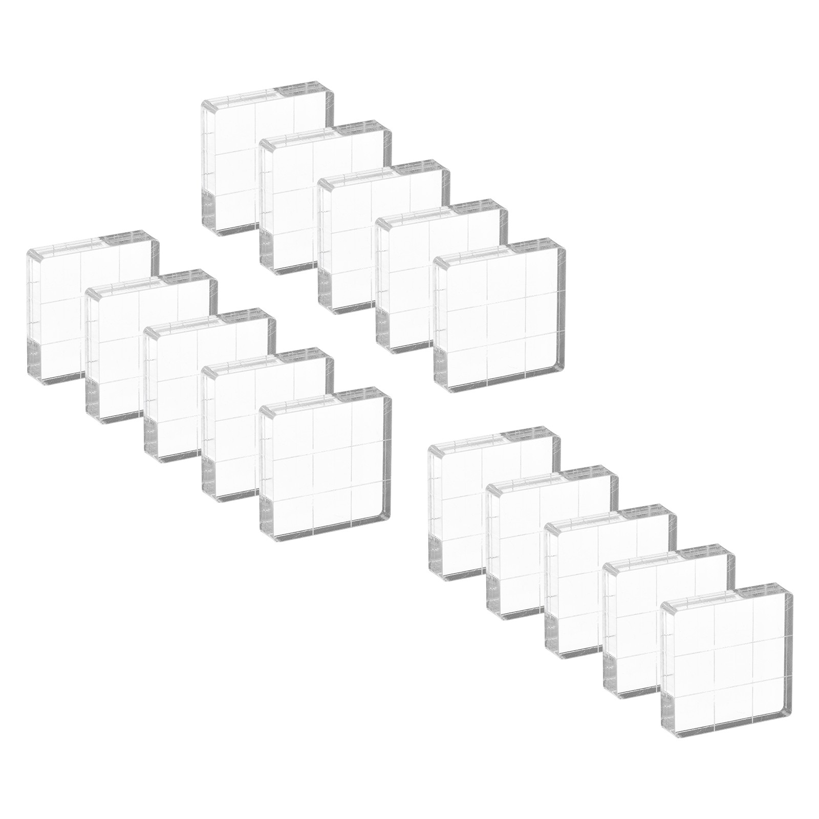 Acrylic Stamp Block, 15 Pack Square Shape with Grid Lines, 1.22" x 1.22"