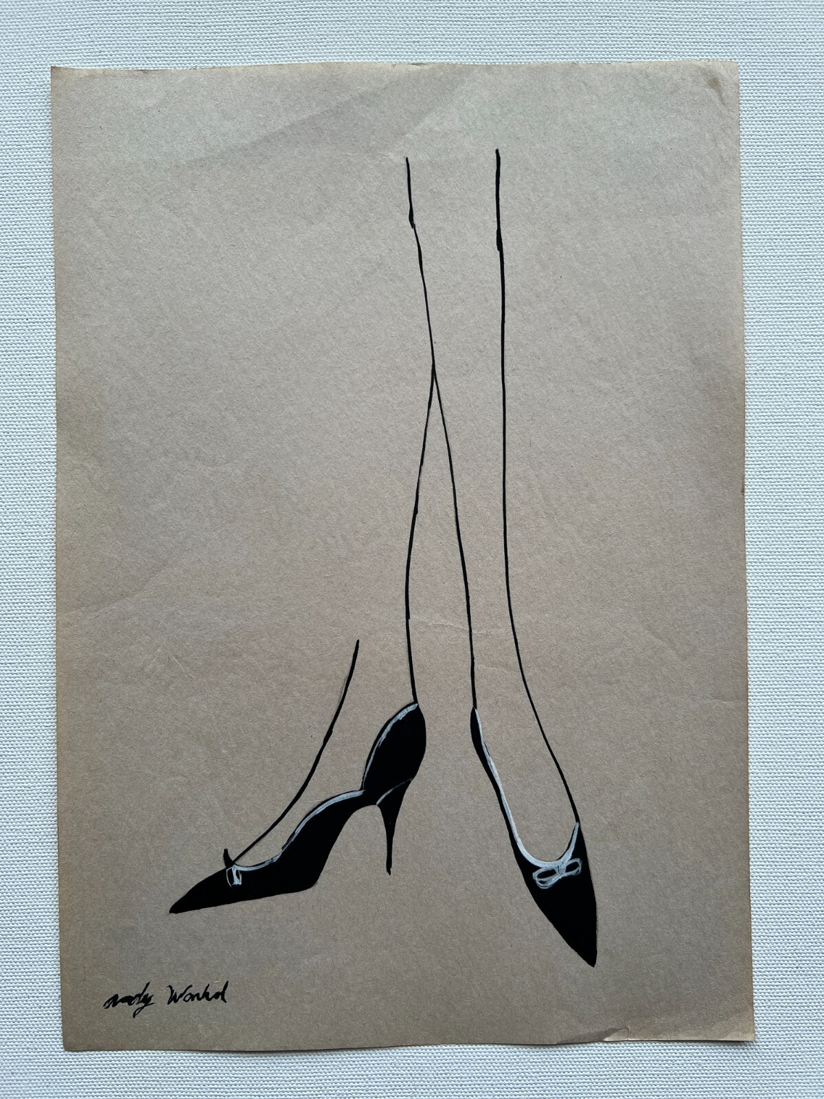 Andy Warhol Drawing on paper (Handmade) signed and stamped mixed media Art.