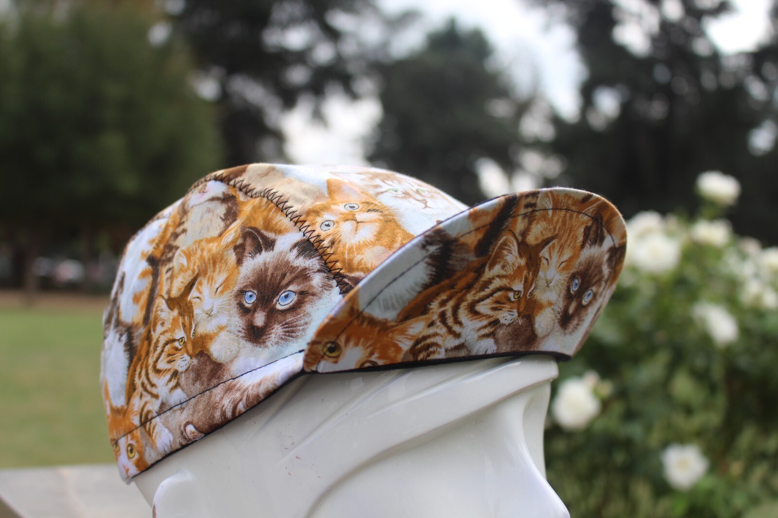 cycling cap beautiful cat handmade in USA