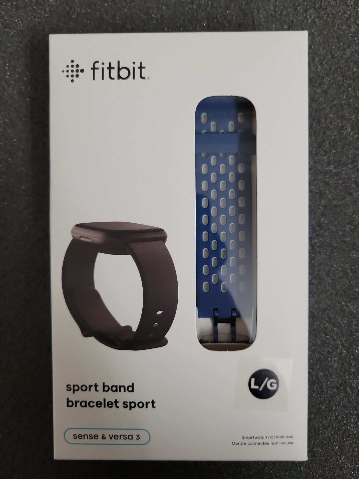 Original Fitbit Sport Band for Sense/Versa 3 L/G (Blue) Sapphire/Fog Grey -NEW