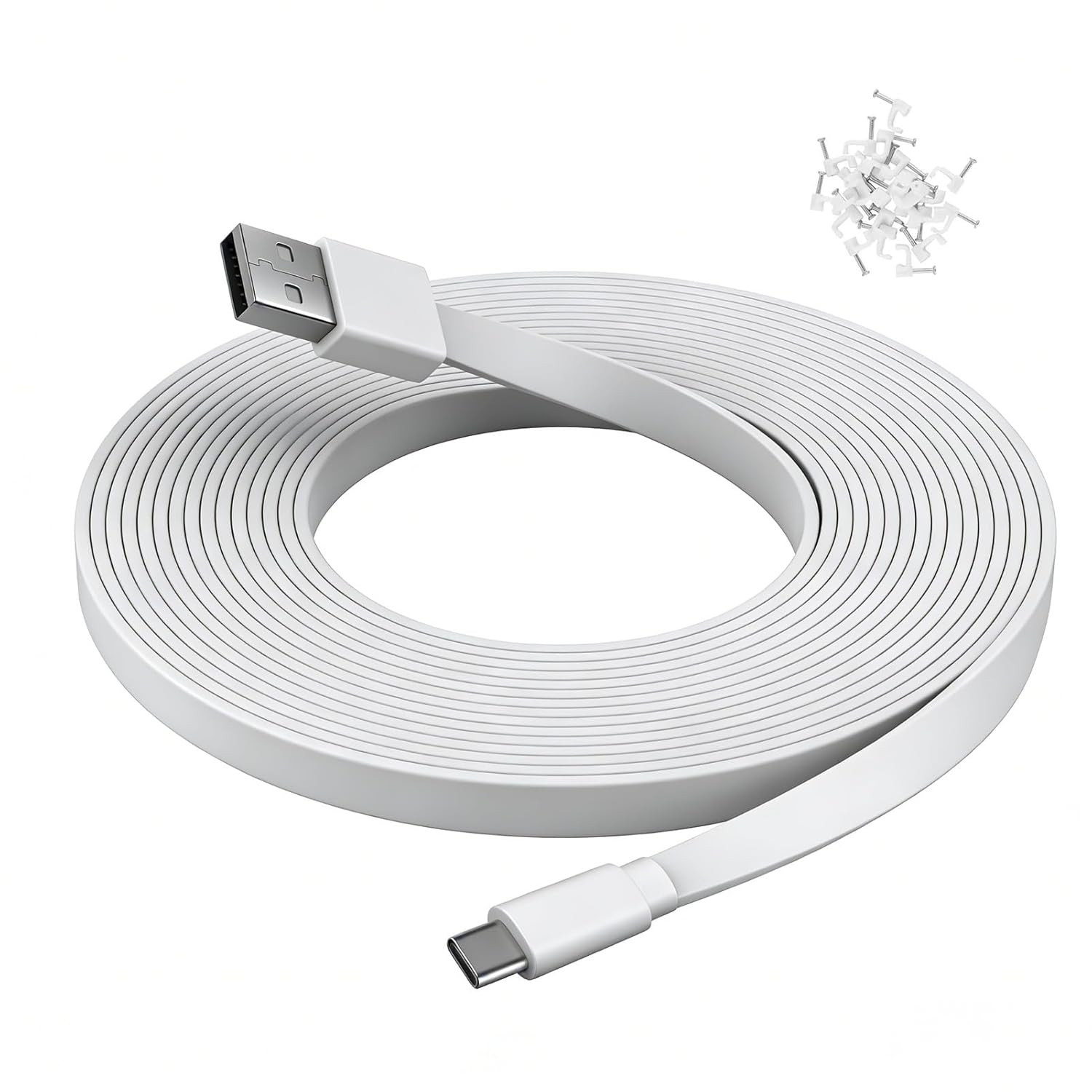 25 Ft USB C Cable for CCTV Wifi Security Camera Type-C Extension Charging Cord