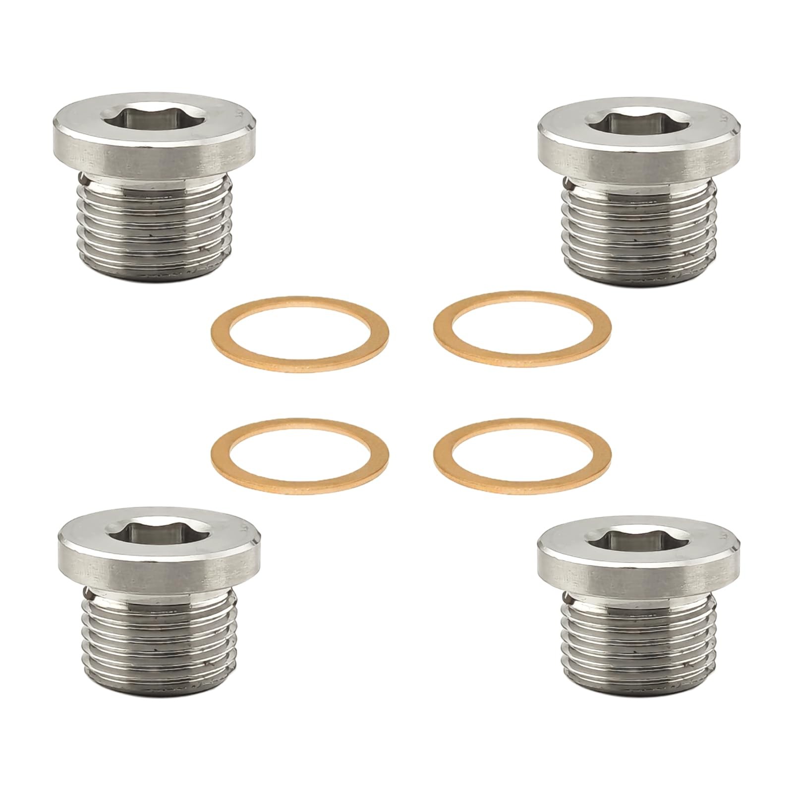 4 PCS M18 X 1.5 Thread O2 Oxygen Sensor Plug Copper Washer 304 Stainless