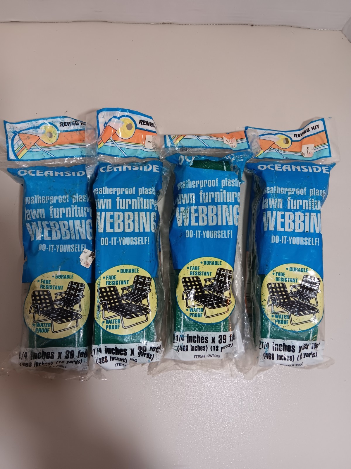 4 VTG GREEN OCEANSIDE Lawn Furniture Webbing 2 1/4" W x 39 Ft New Old Stock