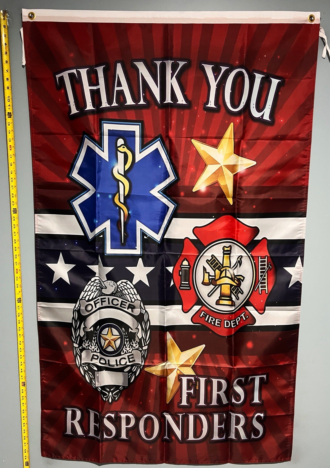 Thank You First Responder FLAG FREE USA SHIP Healthcare America Poster Sign 3x5’