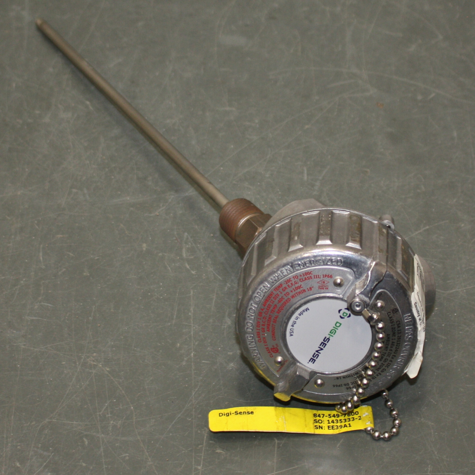 DigiSense 9" RTD Probe 00291-SL, 1/2" NPT, IP66, Hazardous Location Thermometer