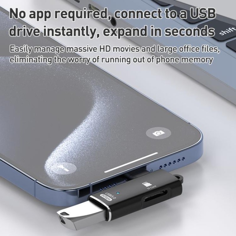 2 in 1 Card Reader Type C USB 3.0 TF OTG Smart Memory Adapter Laptop Computer