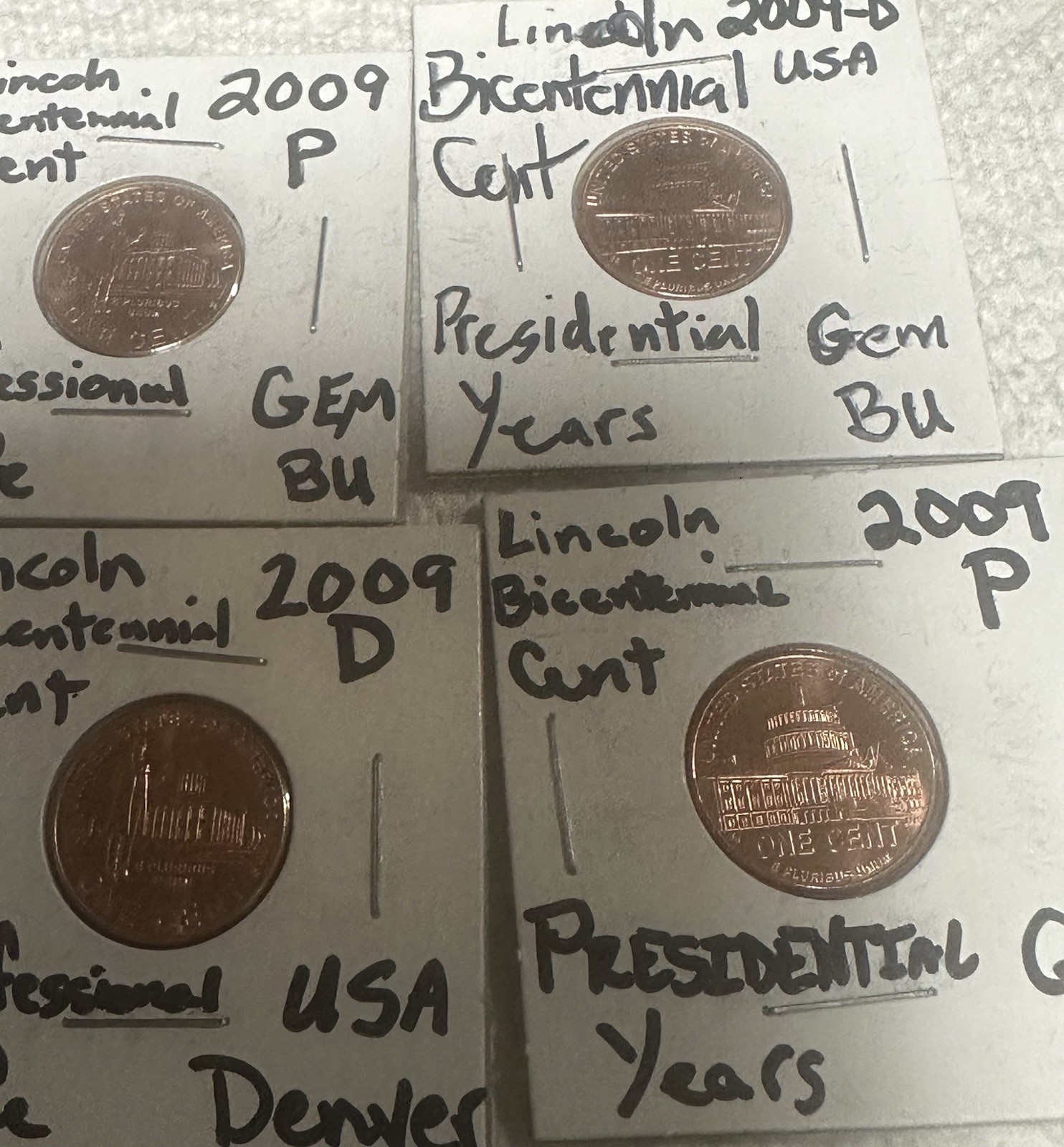 2009 lincoln bicentennial .1 Cent P & D 8 Coin Set