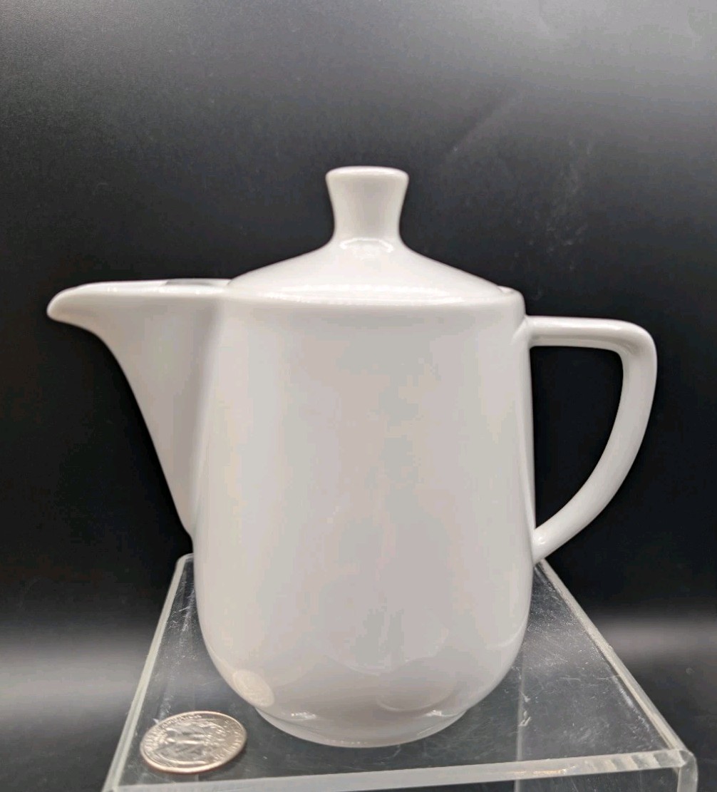 Melitta Minden Coffee Pot White Green Label Porcelain Vintage Germany