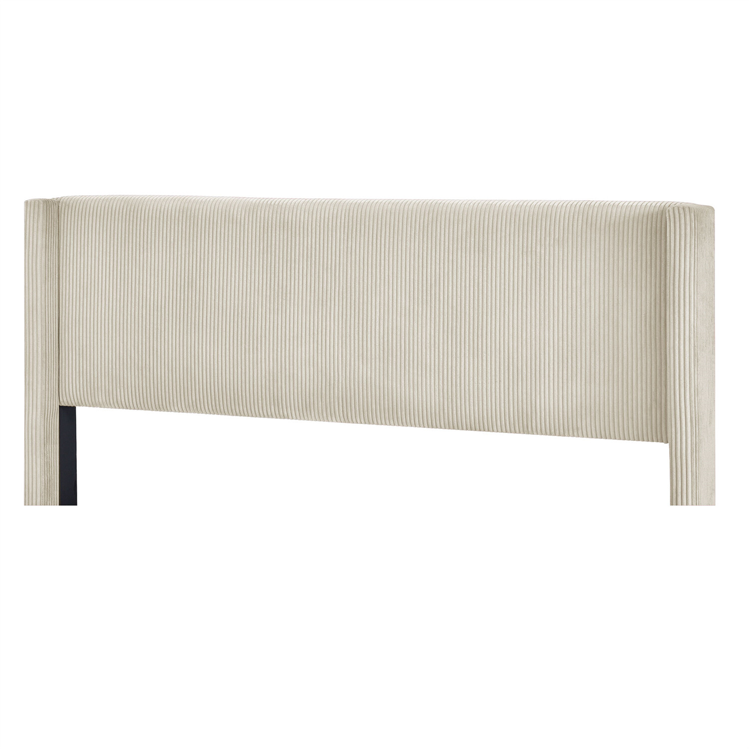 Queen Size Bed Frame Upholstered Platform Bed w/ Upholstered Headboard Beige