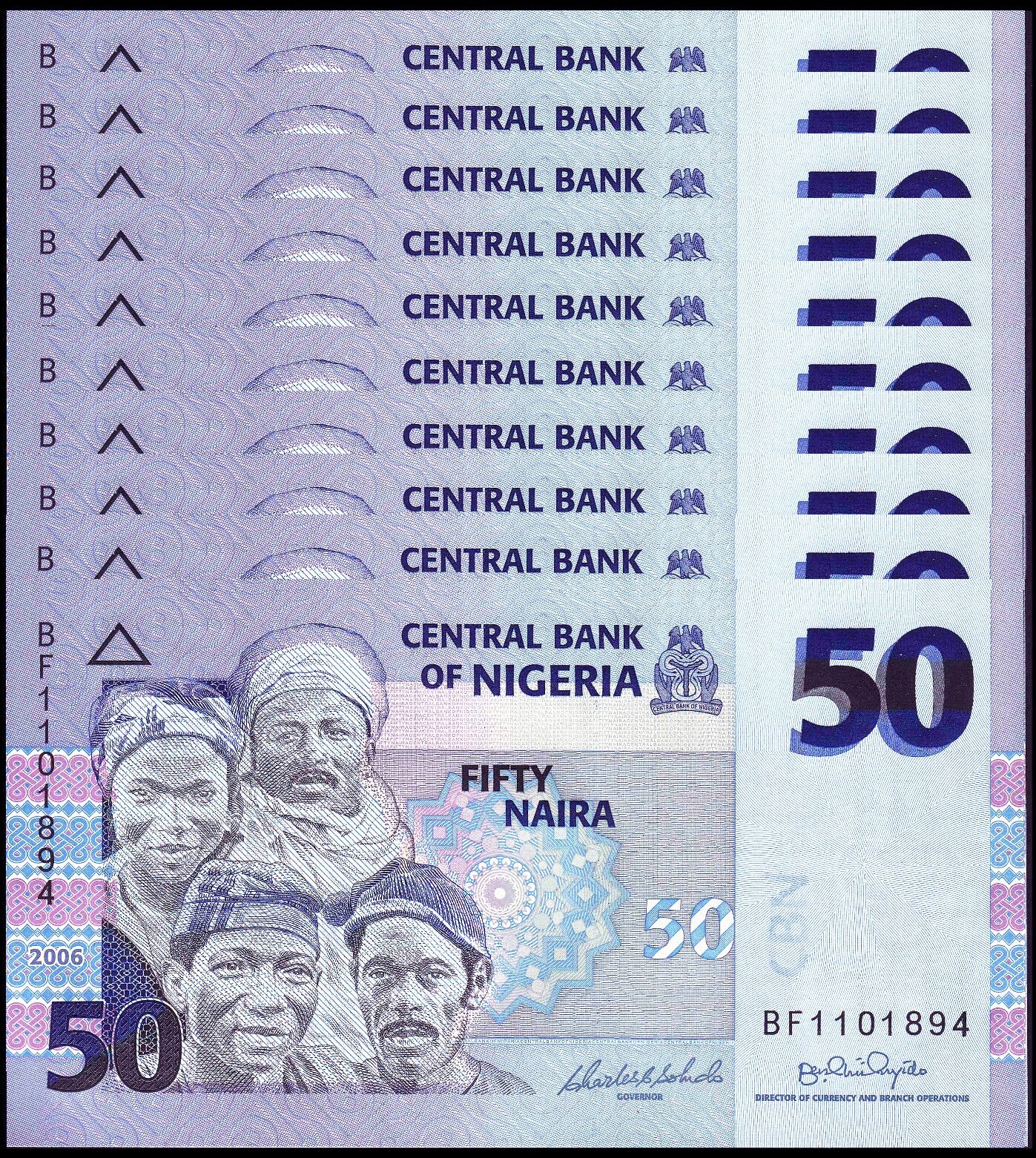 NIGERIA 50 NAIRA 2006 (First Date)  UNC P 35 a x 10 PCS