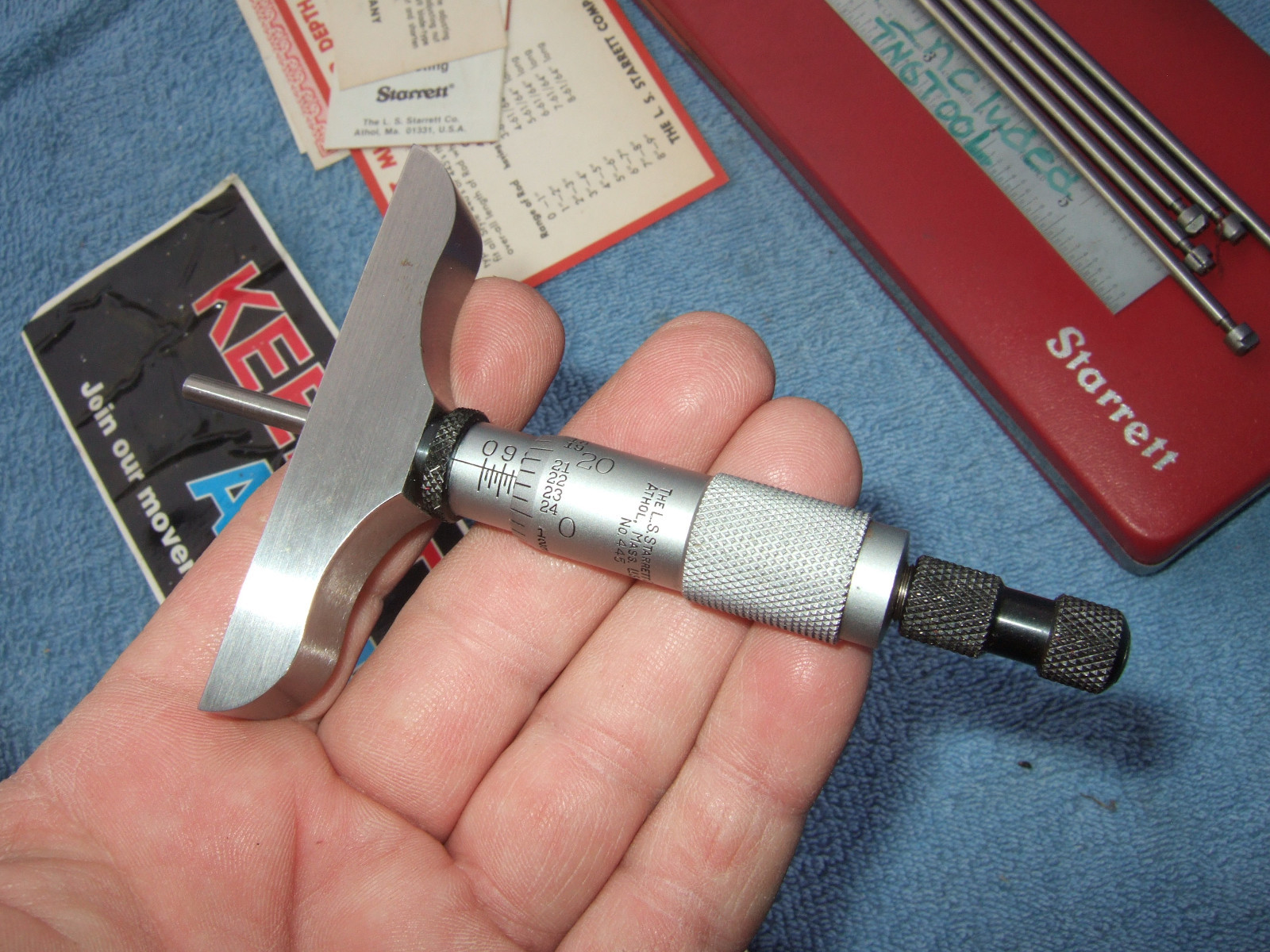 STARRETT 445AZ-6RL 3" BASE DEPTH MICROMETER VINTAGE TOOLMAKER GRIND INSPECTION