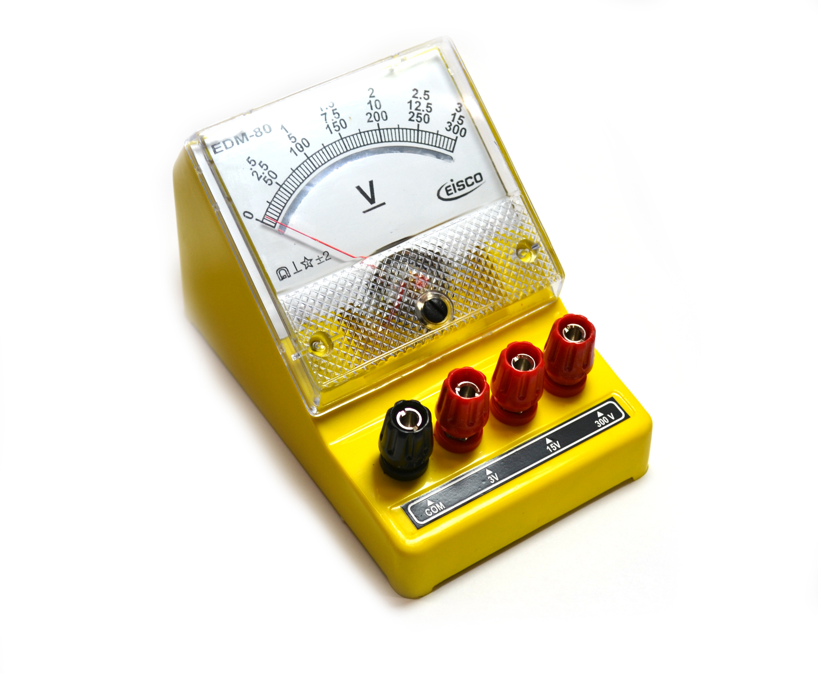 Eisco Labs Moving Coil Meters DC, Voltmeter 0-3V, 0-15V, 0-300V (Triple)