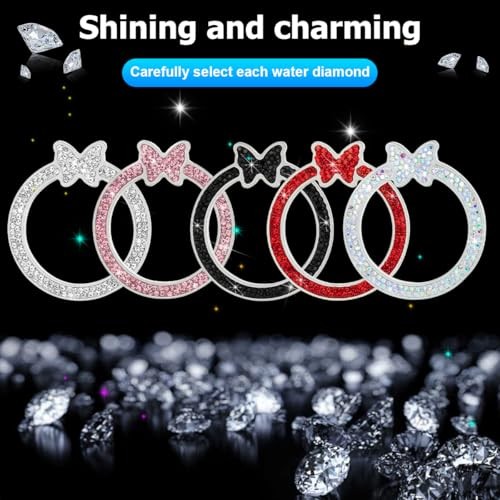 Bling Car Engine Start Ring Sticker, Rhinestone Butterfly Vehicle Push Black