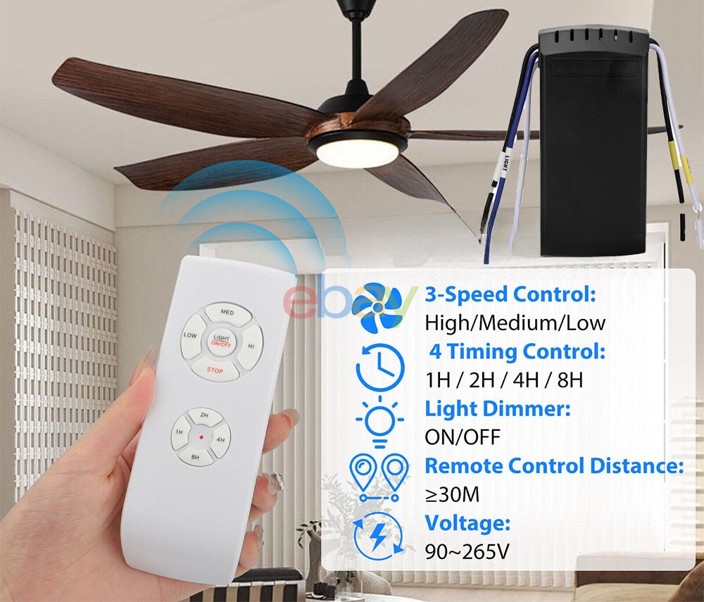 Universal Ceiling Fan Lamp Light Timing Wireless Remote Control Receivers...