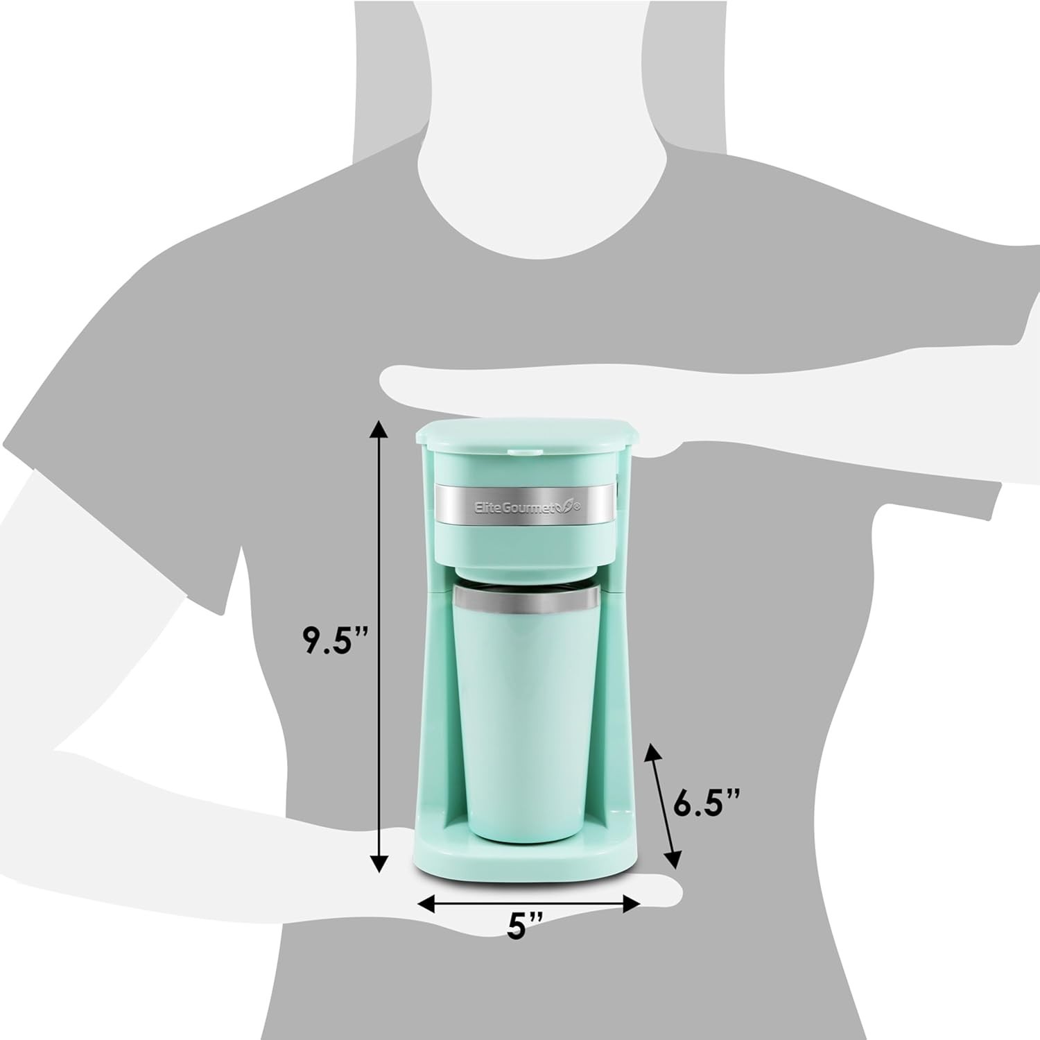 Personal Single-Serve Compact Coffee Maker Brewer Includes 14Oz. Stainless St...