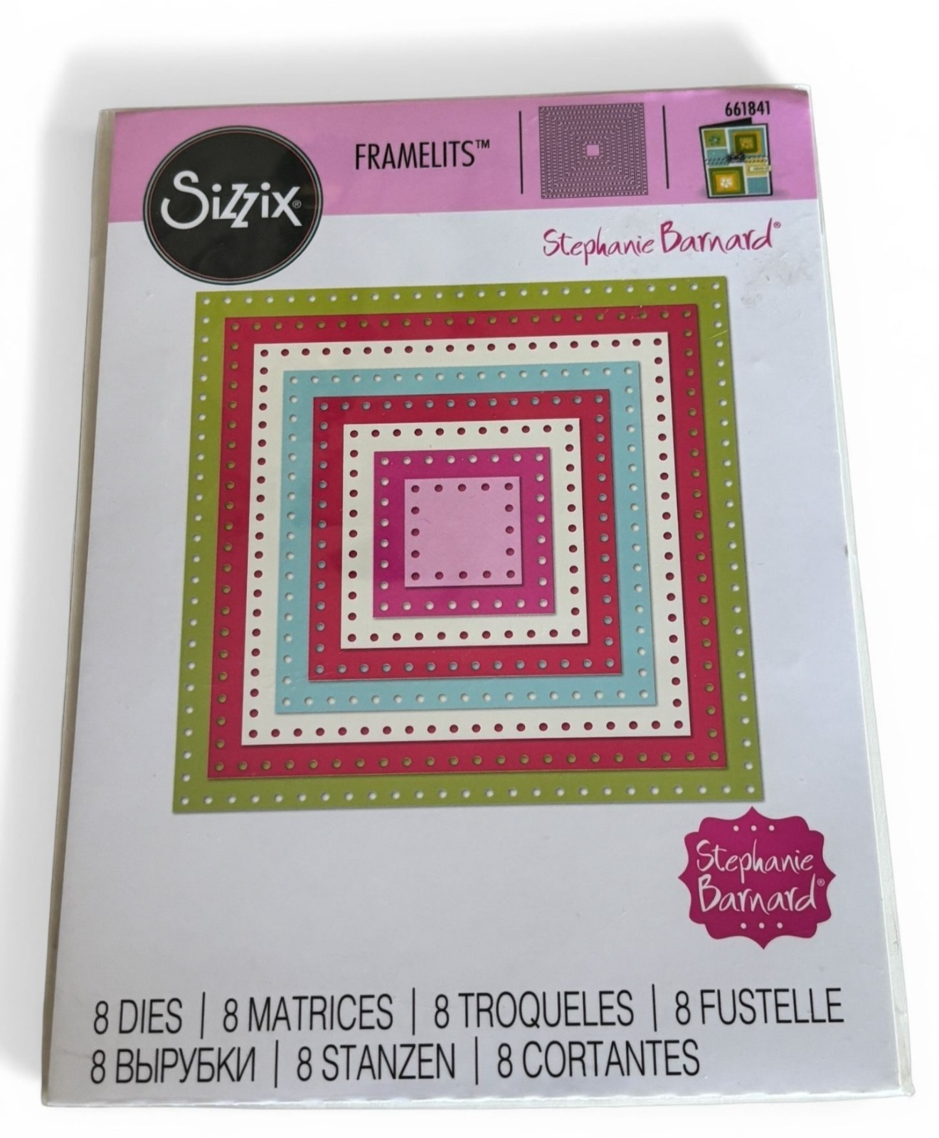 Sizzix Framelits Dies Dotted Squares Die Set Stitched Square Cardmaking Scrapboo