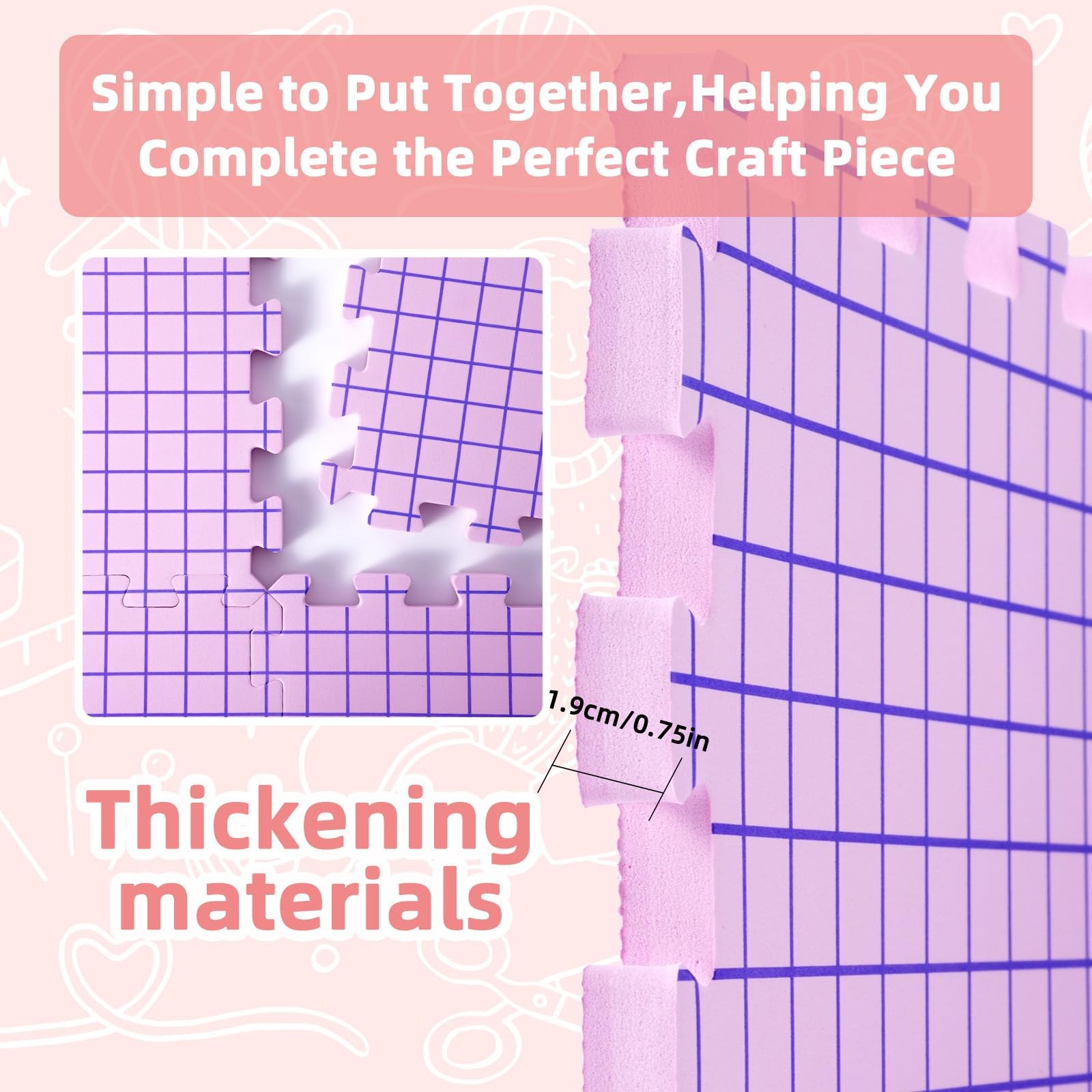 Knitting Blocking Mats and Pins, Interlocking Blocking Boards for Crochet Pro...