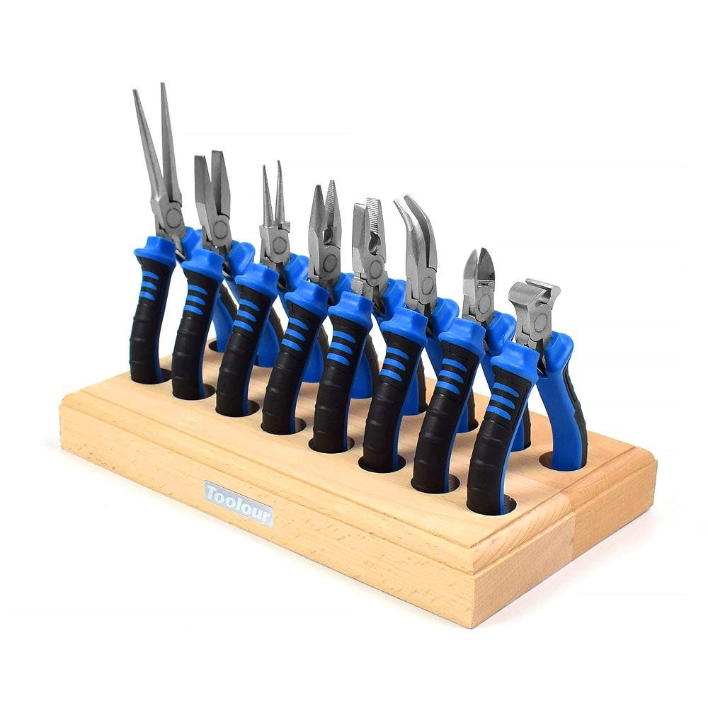 Jewelry Pliers Set Jeweler Making Tools Kit with Wood Holder,8Pcs Professiona...