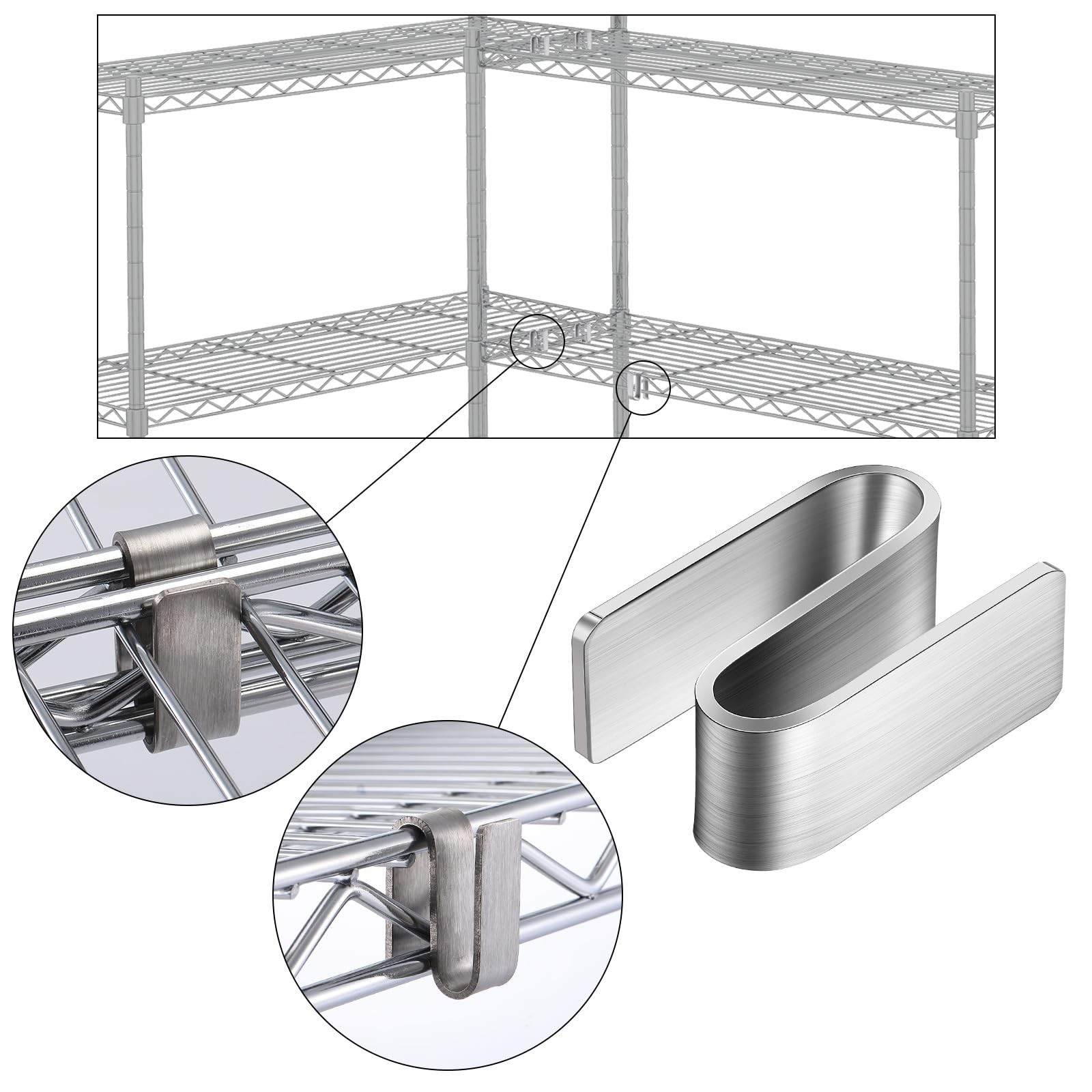 12 Pcs Connecting S Hook for Wire Shelf System, Wire Shelf S Hooks for Racks