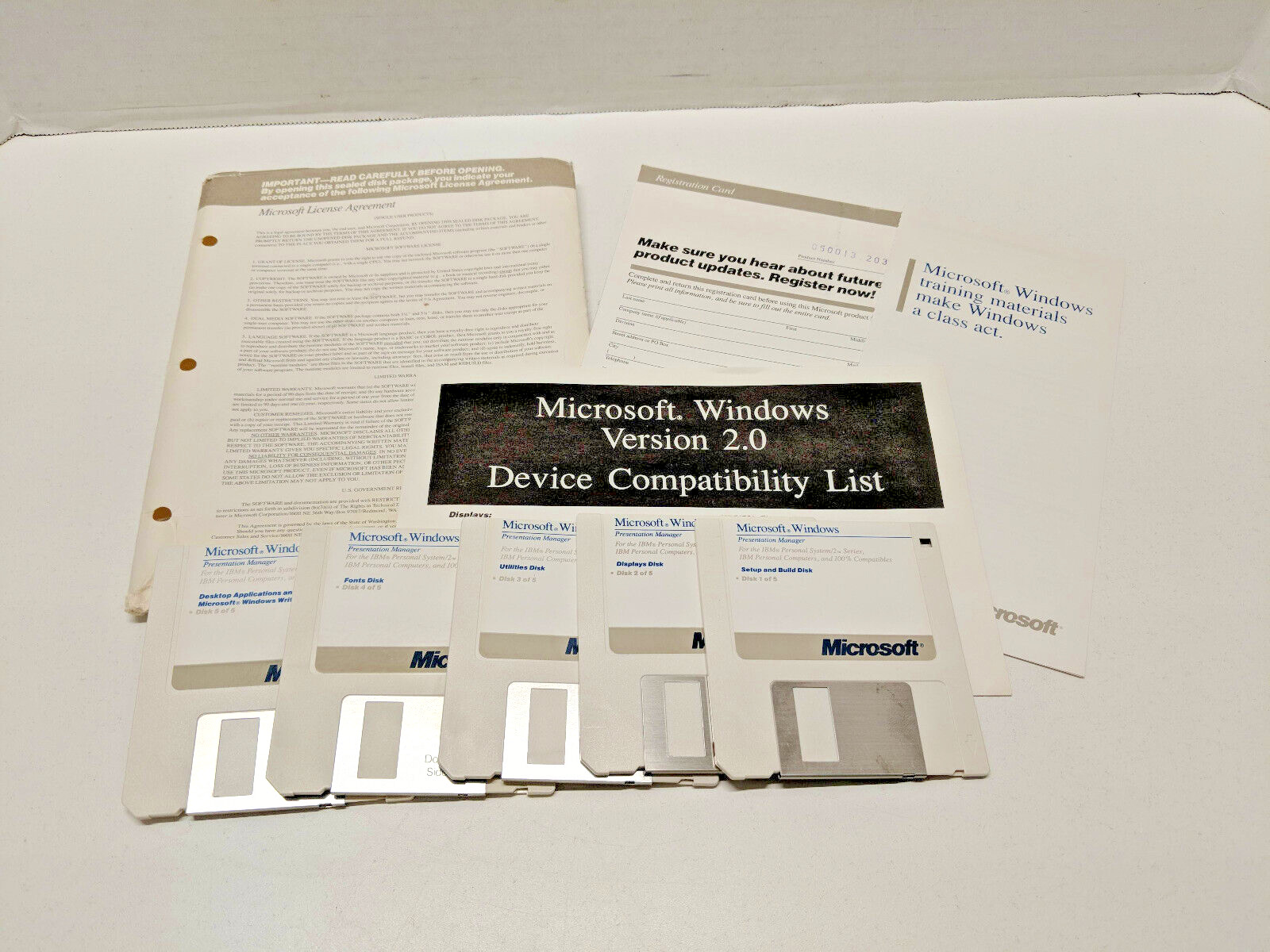Original Vintage Microsoft Windows Presentation Manager Software 2.0 1987 3.5"