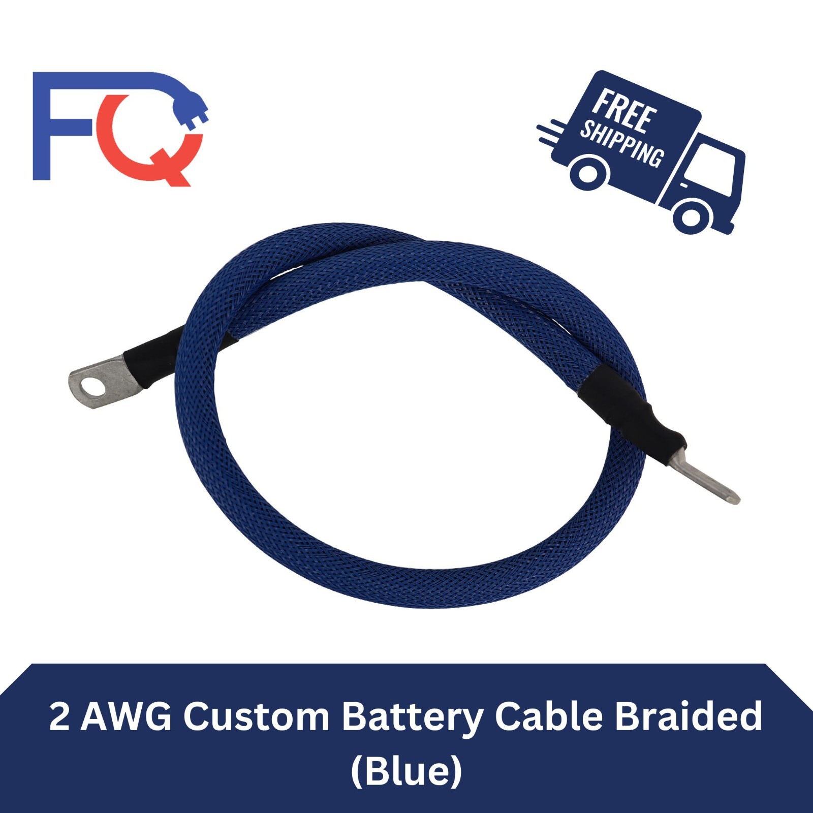 2 AWG Gauge Custom Battery Cable Copper Braided (Blue)