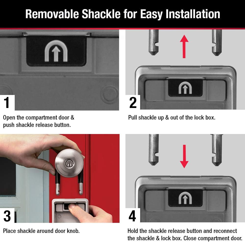Master Lock Black Portable Key Lock Box with Light up Dials, Set/Reset Combinati