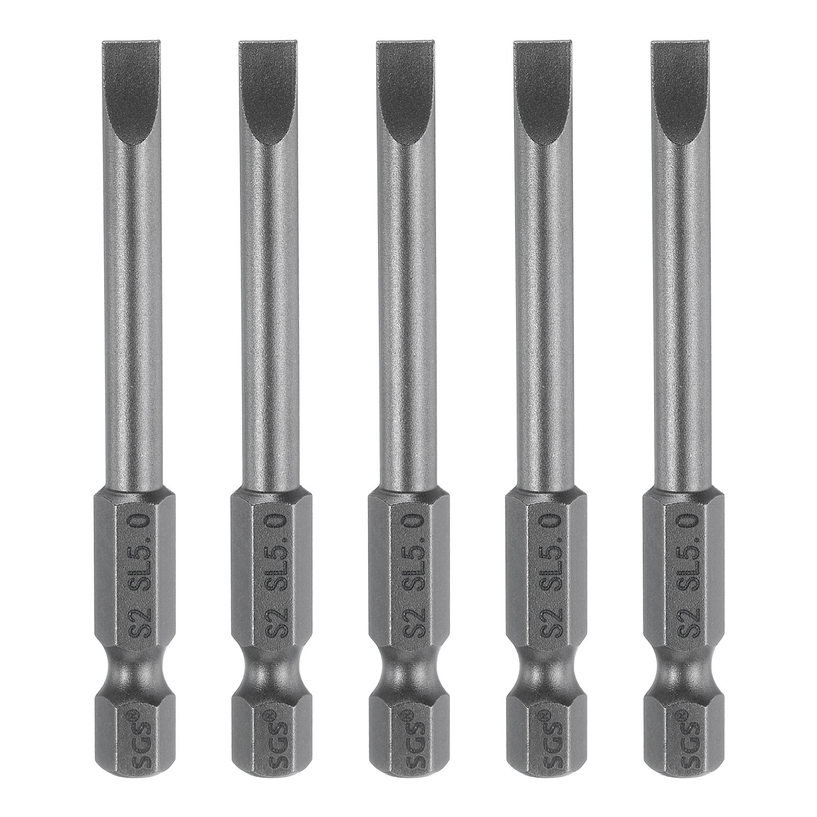 5pcs SL5 Magnetic Slotted Screwdriver Bits 5mm Flat Head Screwdriver Bit 2.6"