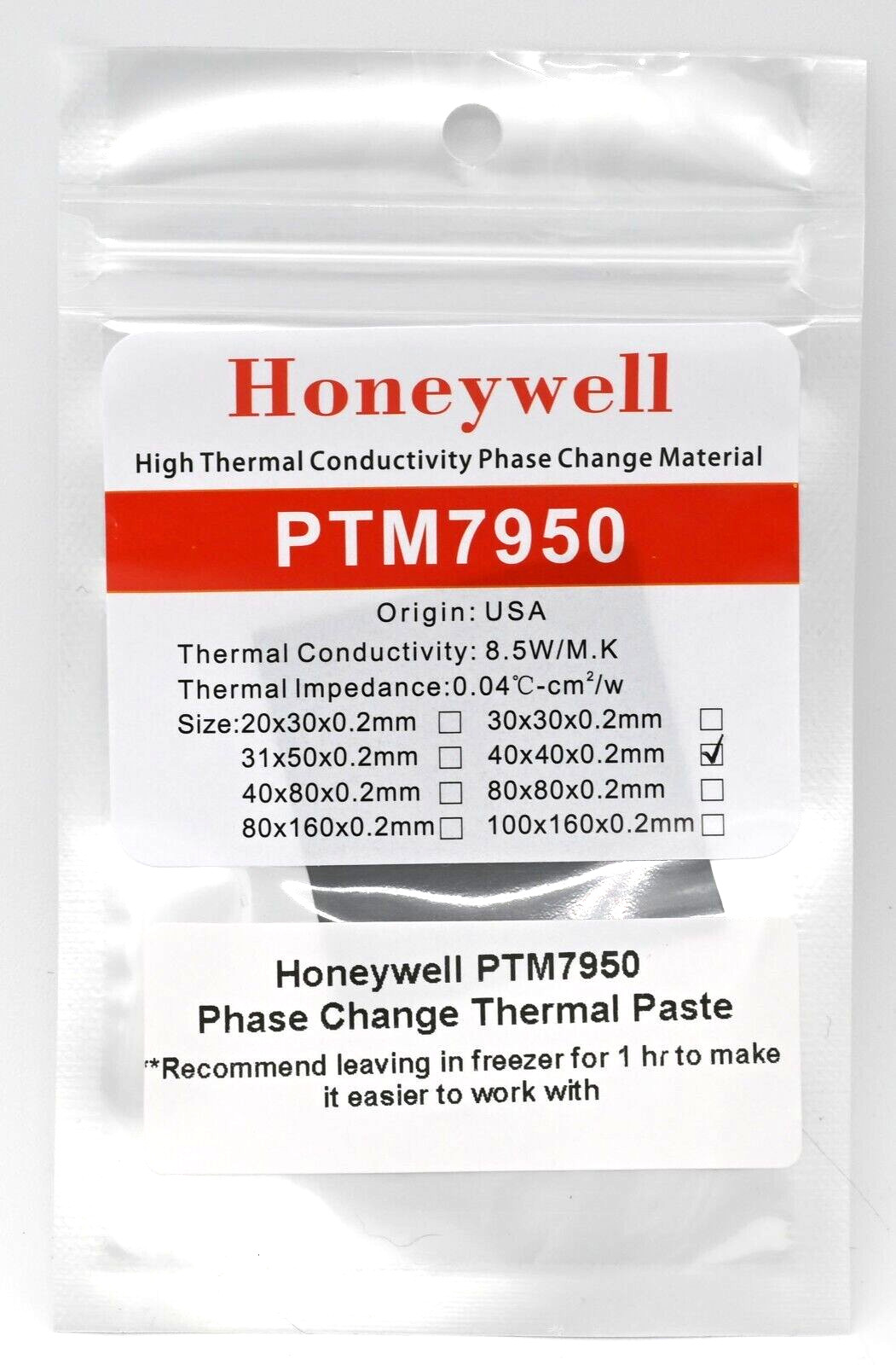 Honeywell PTM7950 40x40x0.2mm Phase Change Thermal Paste Laptop CPU Graphics