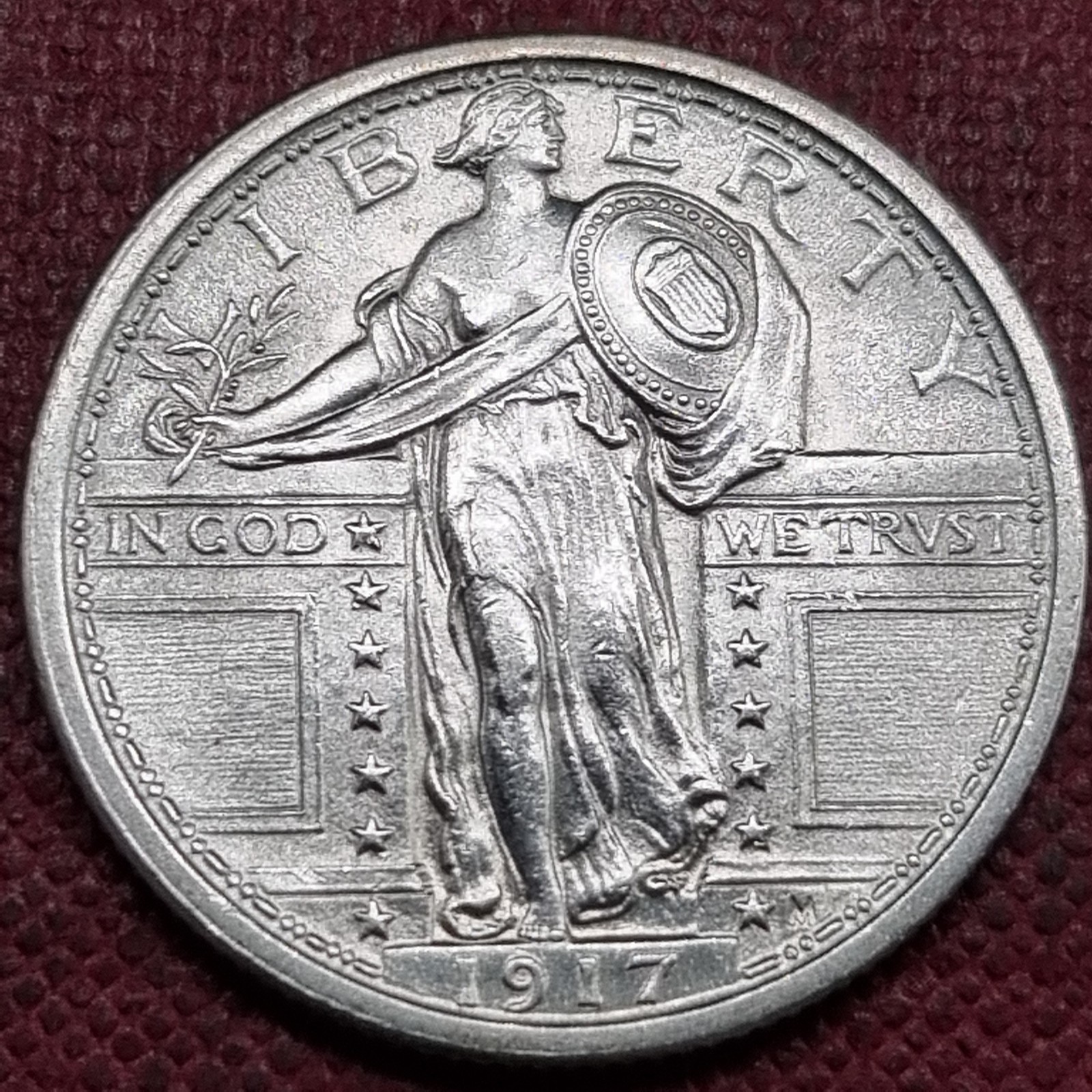 1917 Type 1 Standing Liberty Quarter 25c Perfect Gem BU UNC FULL HEAD #100935