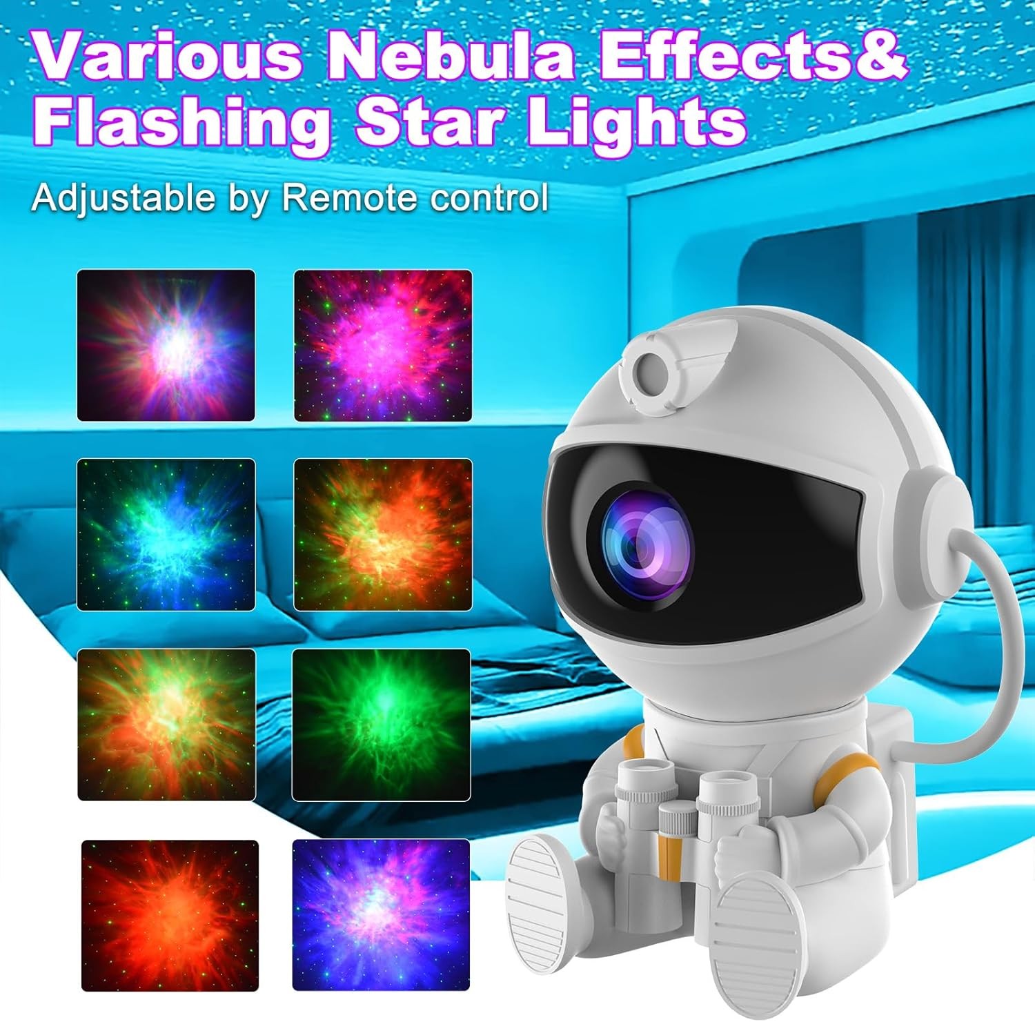 Astronaut Galaxy Night Light Projector for Bedroom - Star Lights Ceiling Project