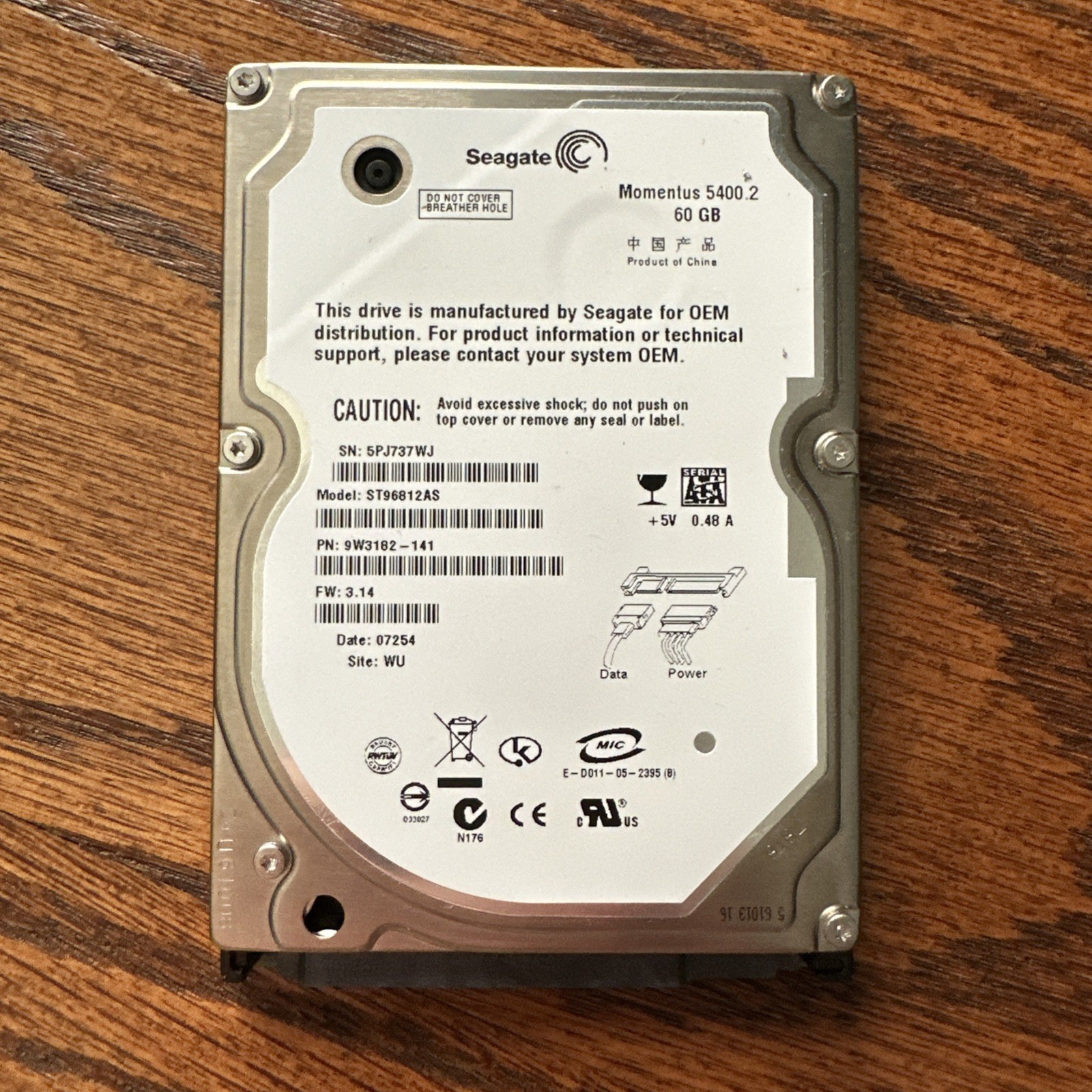 PS3 Seagate 60gb Replacement Hard Drive Momentus 5400.2