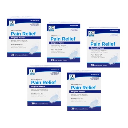 5 Pack Quality Choice Effervescent Pain Relief Antacid Tablets 36 Count Each