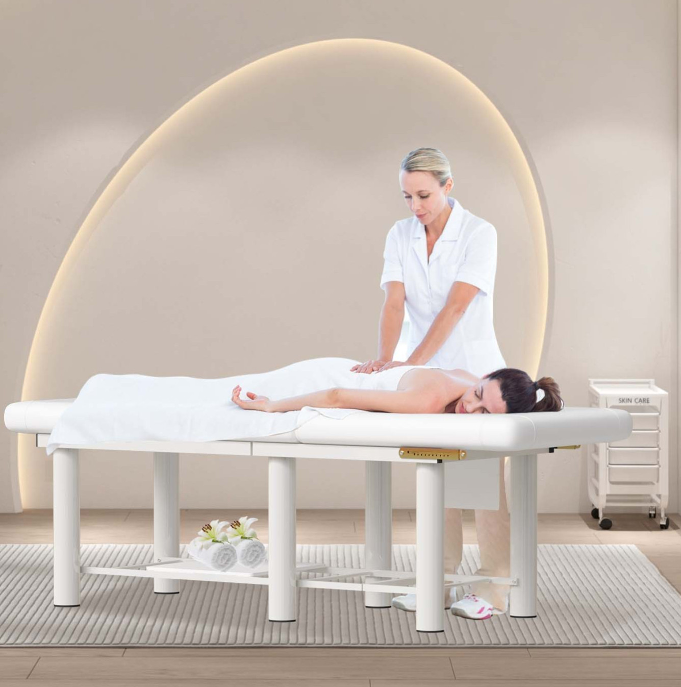 6 Leg Adjustable Massage Table Professional Beauty Bed 600Lb Capacity for Salon