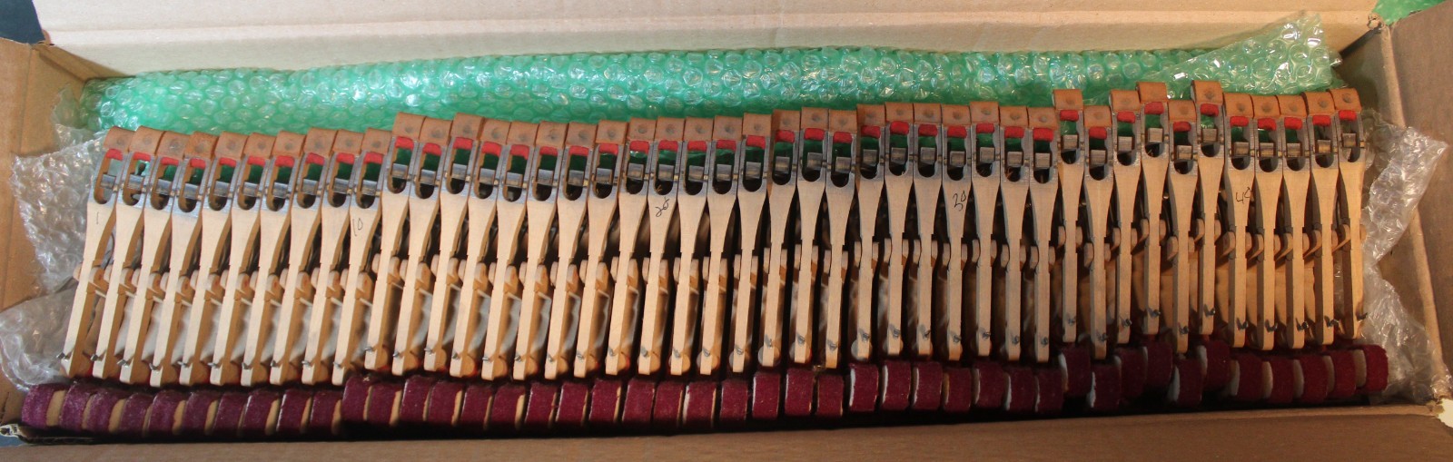 SET OF 88 GENUINE STEINWAY WIPPENS W/STRAIGHT HEEL /OFF A MODEL S