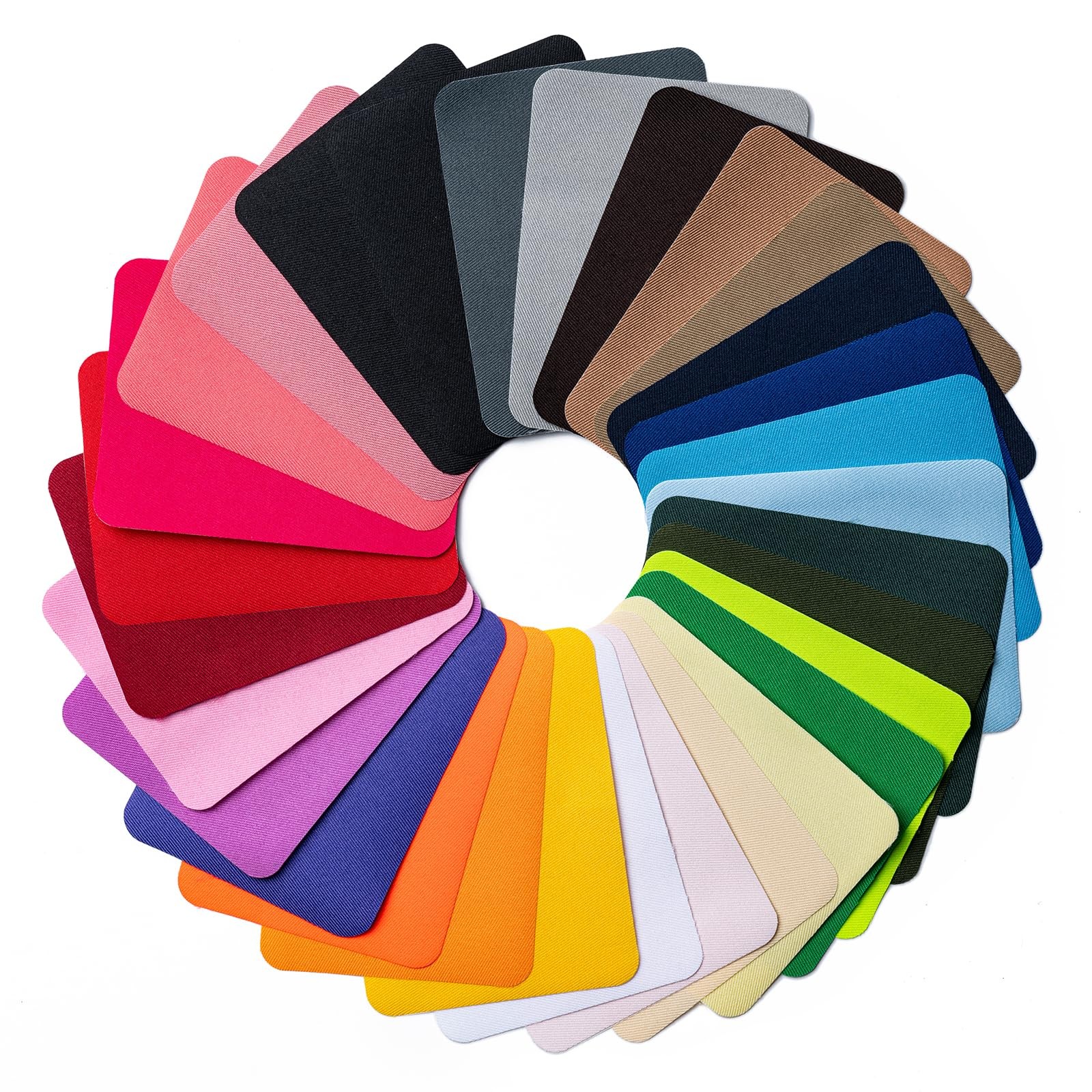 Iron Patches, 30 Piece 3.7 X 4.9 Inch Multi-Colored Fabric Repair Kit, 29 Shades