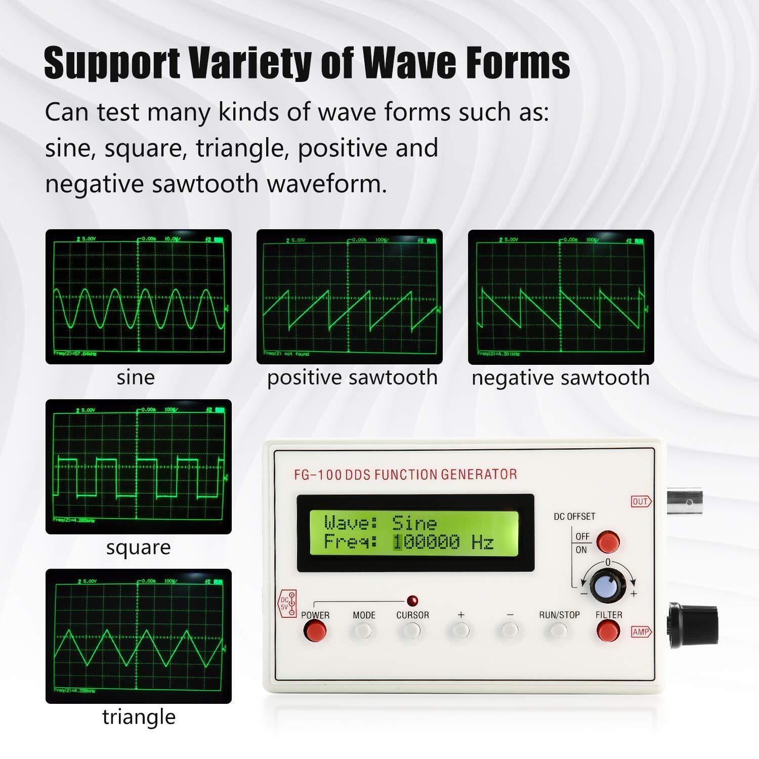 1Hz-500kHz DDS Function Generator Low Frequency Signal Generator FG-100