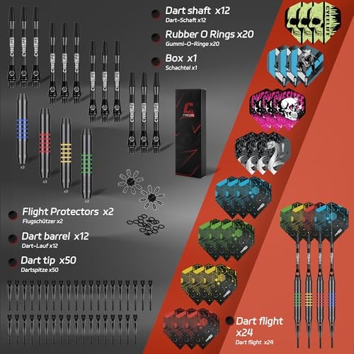 Soft Tip Darts Set - 12 Pack Professional Darts with 4 Colored Barrels, 24